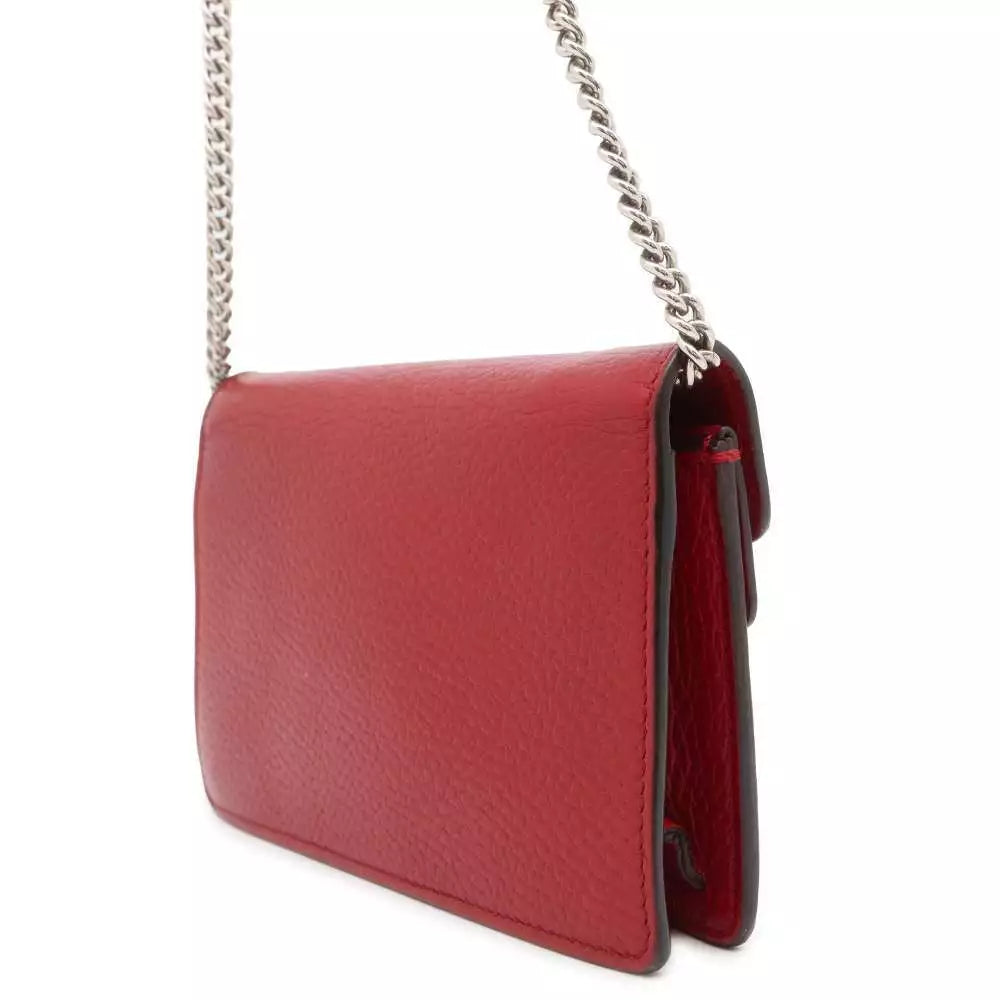 GUCCI Dionysus Chain Shoulder Leather Bag in Red Color (Pre-Owned) - The Baggerie