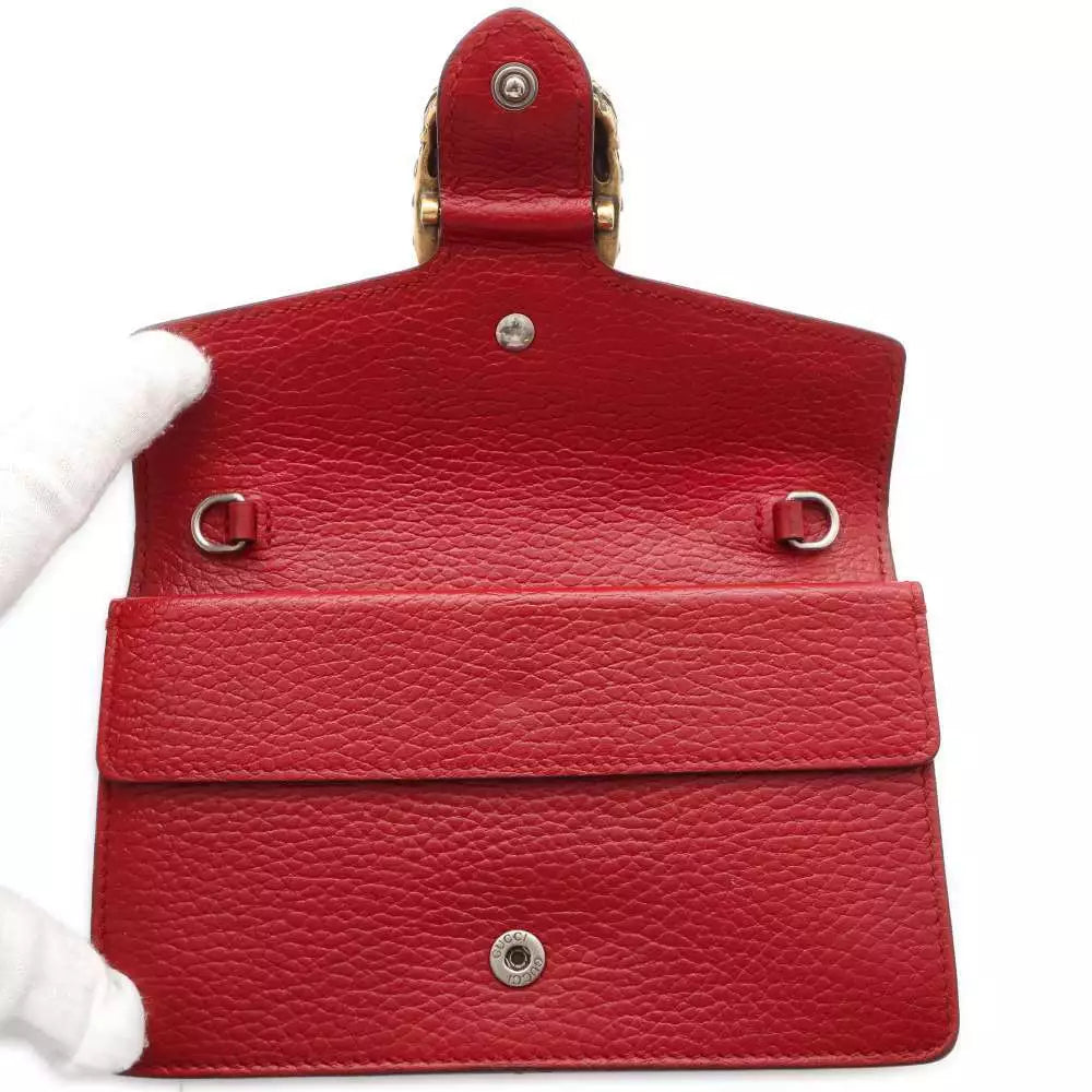 GUCCI Dionysus Chain Shoulder Leather Bag in Red Color (Pre-Owned) - The Baggerie