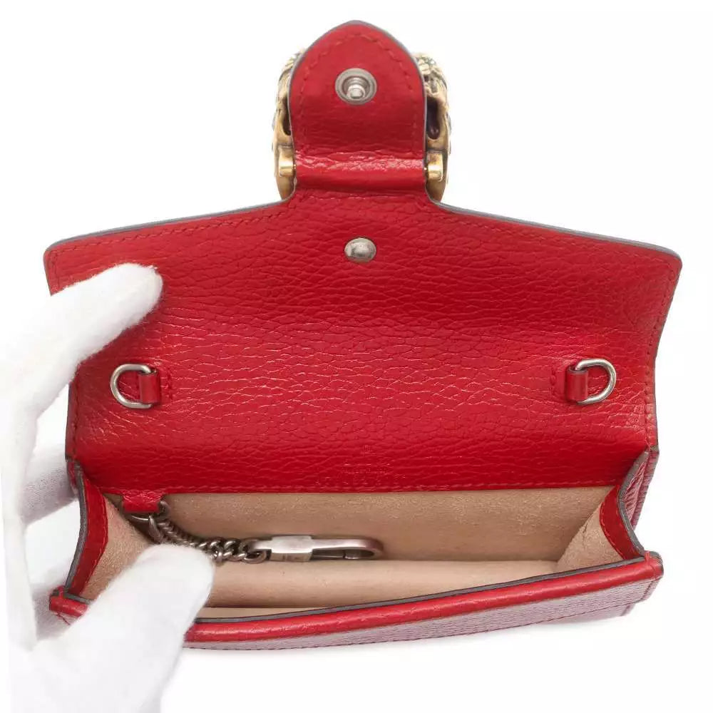 GUCCI Dionysus Chain Shoulder Leather Bag in Red Color (Pre-Owned) - The Baggerie