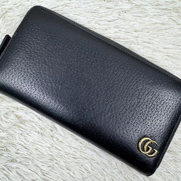 Gucci Long Wallet GC Marmont Leather Black Authentic - Model I060545 - The Baggerie